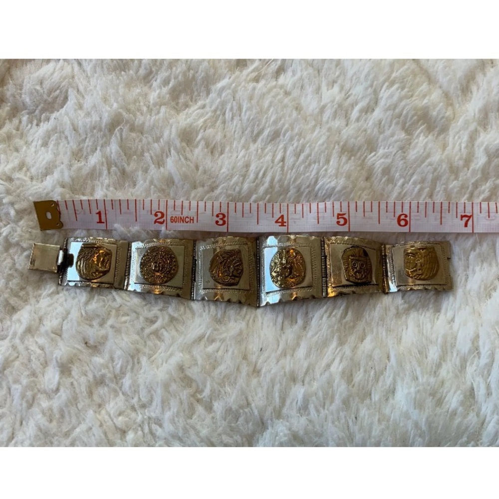 Vintage Mexico Taxco Silver Aztec Bracelet